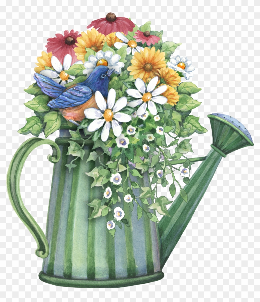 Watering Can Full Of Spring Flowers - Flowers In Watering Can Clipart ...