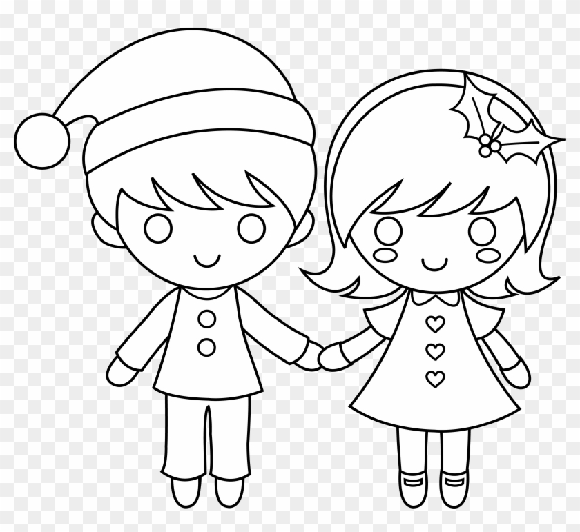 Children Drawing Clipart Free For Boy And Girl Holding Hands Hd Png Download 7074x6164 Pinpng