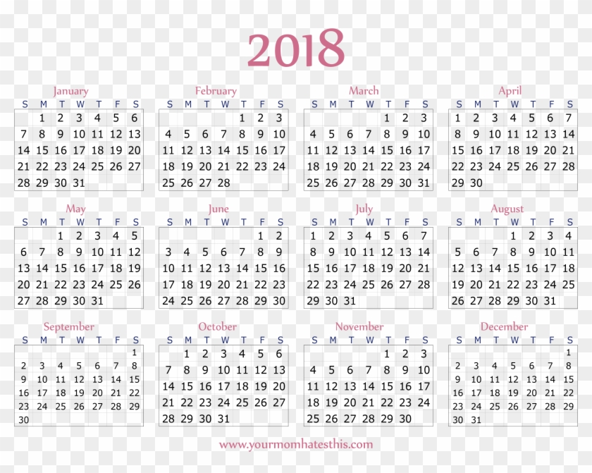 Pink 18 Calendar Sample 12 Month Wall Calendar 18 Hd Png Download 3056x2374 Pinpng