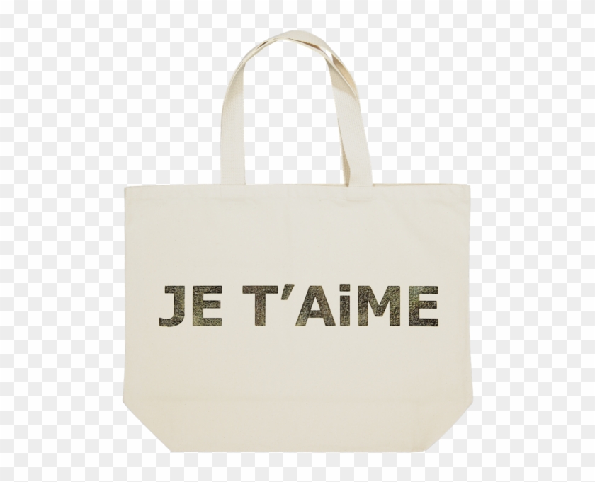 Je T'aime Grand Canvas Bag In Natural With Gold Foil - ถุง ผ้า วิน เท จ ...