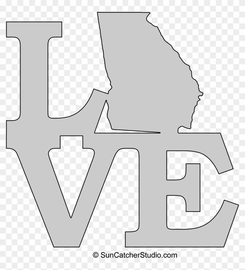 Georgia Love Map Outline Scroll Saw Pattern Shape State Bottle Wine Svg Hd Png Download 7438