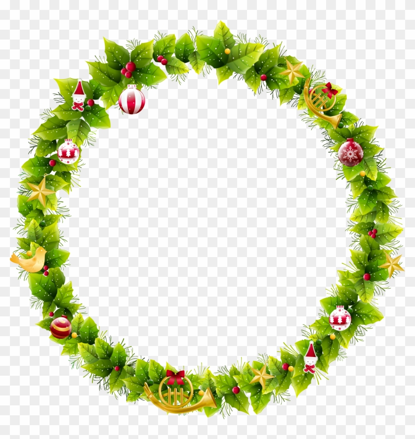 Large Christmas Wreath Photo Frame - Новогодняя Круглая Рамка Пнг, HD ...