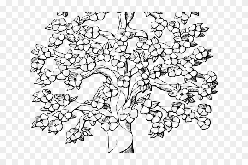 Download Drawn Roots Tree Outline - Flower Tree Coloring Pages, HD ...