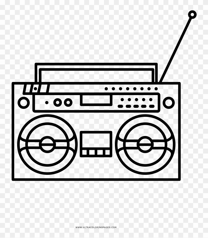 Boombox Coloring Page - Line Art, HD Png Download - 1000x1000 (#1556952 ...