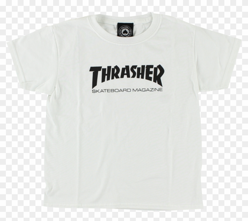 Thrasher Mag Logo Yth Ss M-white - Haw Lin T Shirt, HD Png Download ...