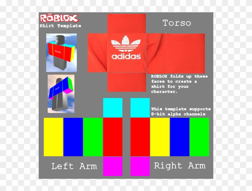 Download HD White T Shirt W - Adidas Jacket Roblox Template Transparent PNG  Image 