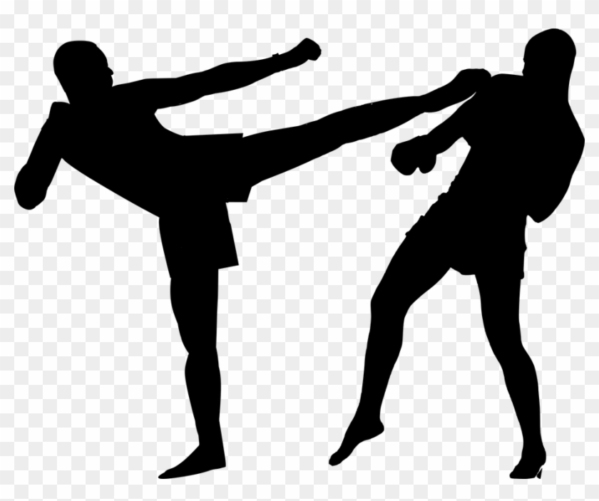 Kickboxing Boxing Silhouette Fight Sports Strong - Kick Boxing, Hd Png 