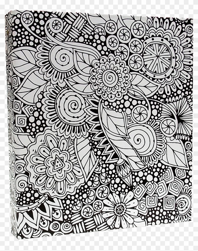 Illustrator-coloring Binder In A Floral Design - Black Design Binder ...