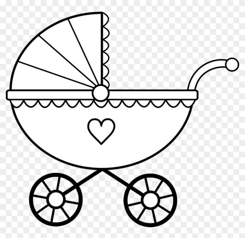 baby carriage clipart black and white