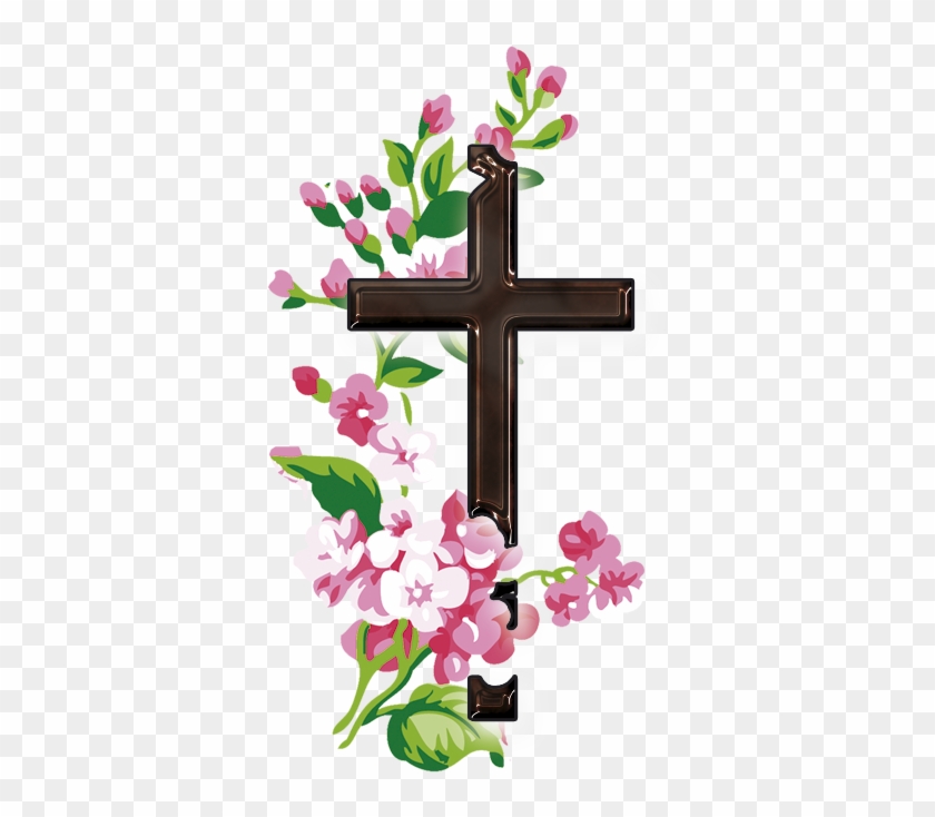 Floral Design Christian Cross Flower Clip Art - Floral Cross Png ...