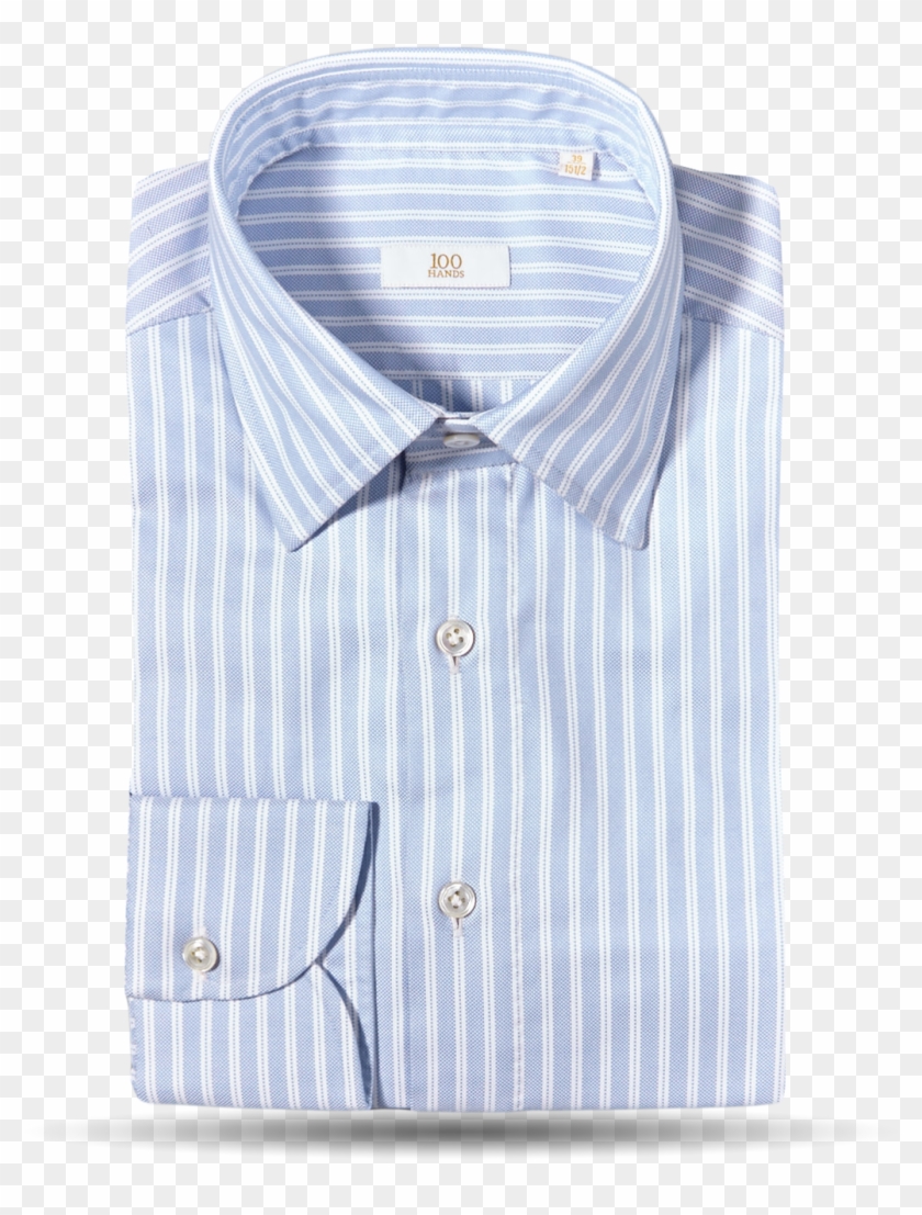 Light Blue Dobby Stripe Cotton Gold Line Handmade Shirt - Button, HD ...