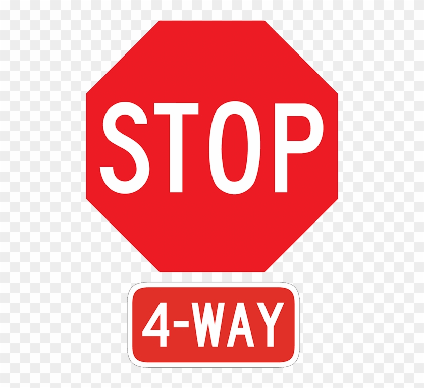 4 way stop road sign