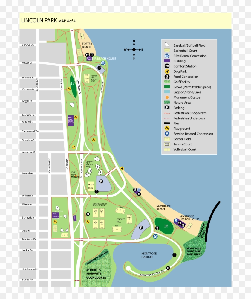 Montrose Beach Map Png - Simple Map Of Chicago, Transparent Png ...