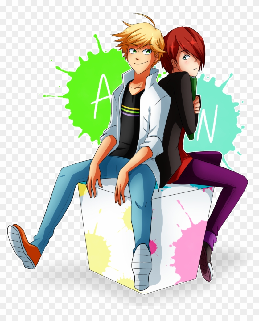 Sitting Cartoon Male Fictional Character Boy Human - Nathaniel X Adrien Lad...