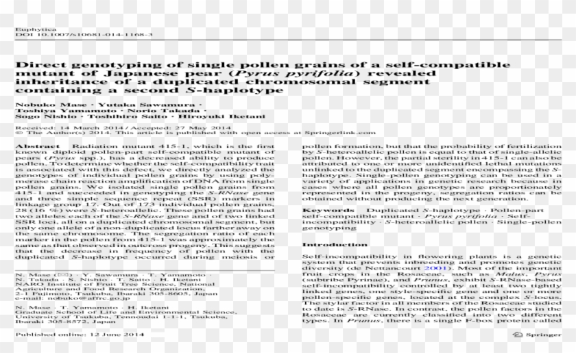 Direct Genotyping Of Single Pollen Grains Of A Self-compatible - Effect ...