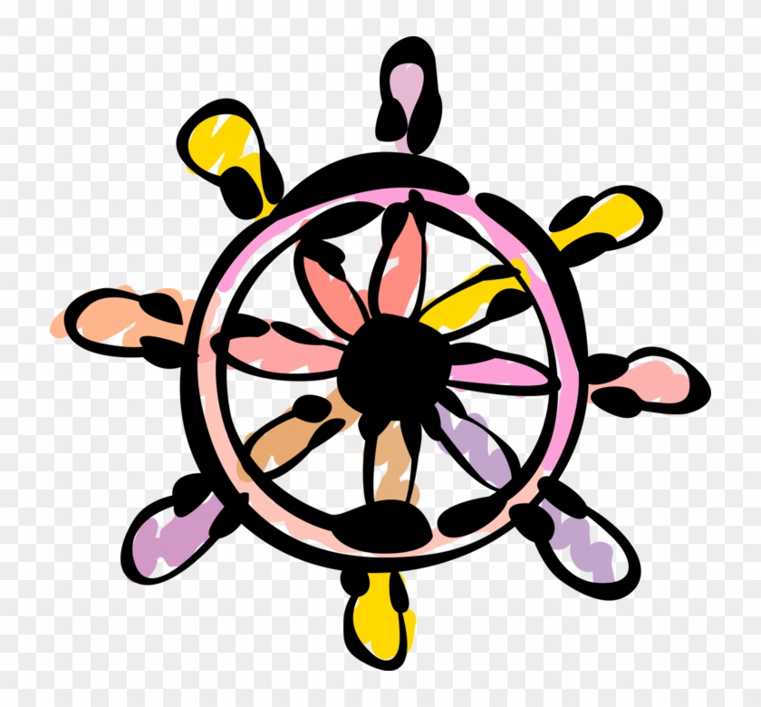 Vector Illustration Of Ship’s Helm Wheel Or Boat’s, HD Png Download