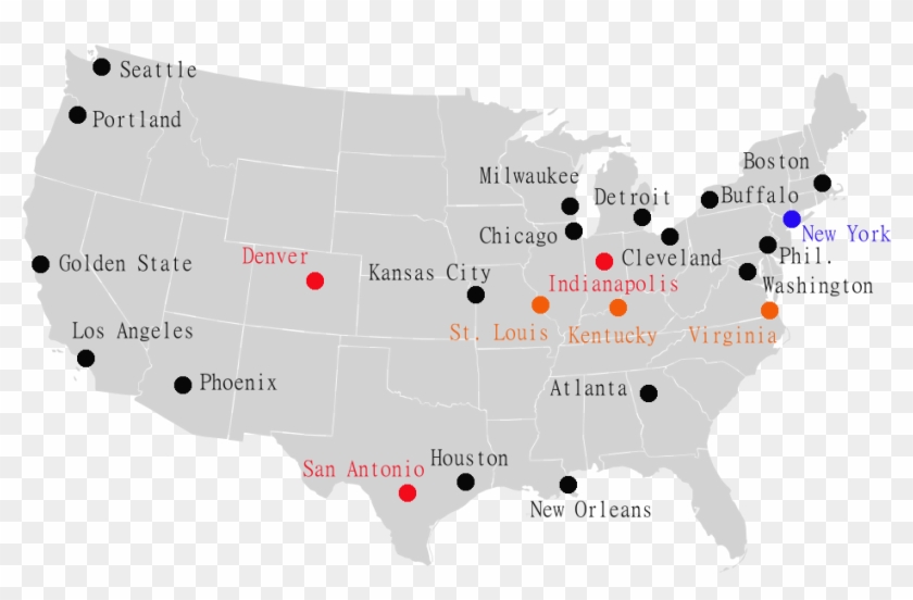 American Basketball Association Map, HD Png Download - 959x593 ...