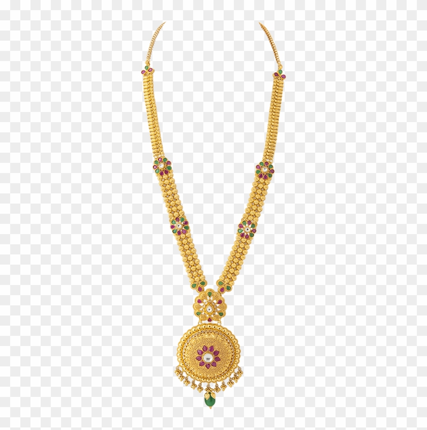 Calcutta Design Necklace With Red Bead - Gold Rani Haar Necklace ...
