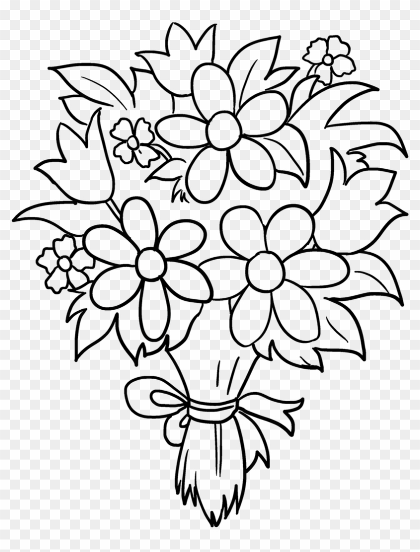 Draw Bunch Of Flowers Bunch Of Flowers Drawing Flower - Bunch Of ...