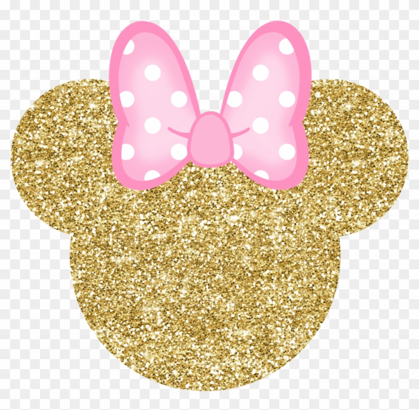 Minniemouse Glitter Bow Goldpink Pink Gold Background