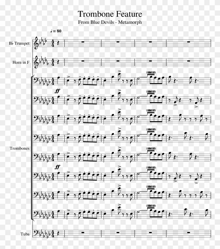 Blue Devils 2017 Trombone Feature Sheet Music For Trumpet, - Blue ...