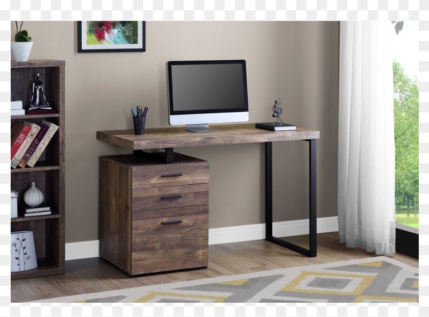 Single Pedestal Desk Box/box/file, Brown Reclaimed - Desk, HD Png ...