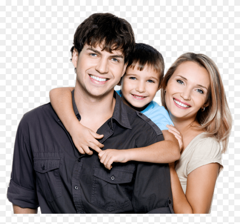 Happy Family - Family Studio Portrait Poses For 3, HD Png Download ...