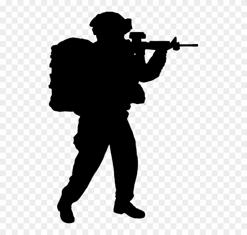 Silhouette, Soldier, Armour, Machine Gun, Army, Armed - Soldier ...