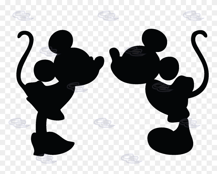 Free Funny Bride And Groom Silhouette Png - Mickey And Minnie Kissing, Transparent Png - 812x697