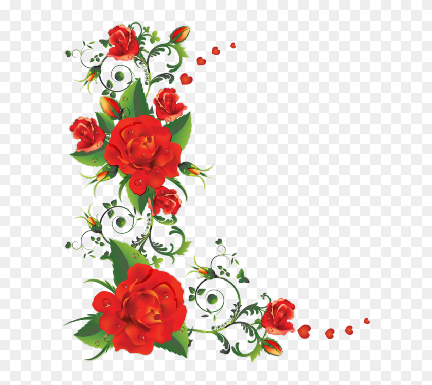 Bordure Fleur Rose Png Corner Flower Vector Png Transparent Png 600x668 Pinpng