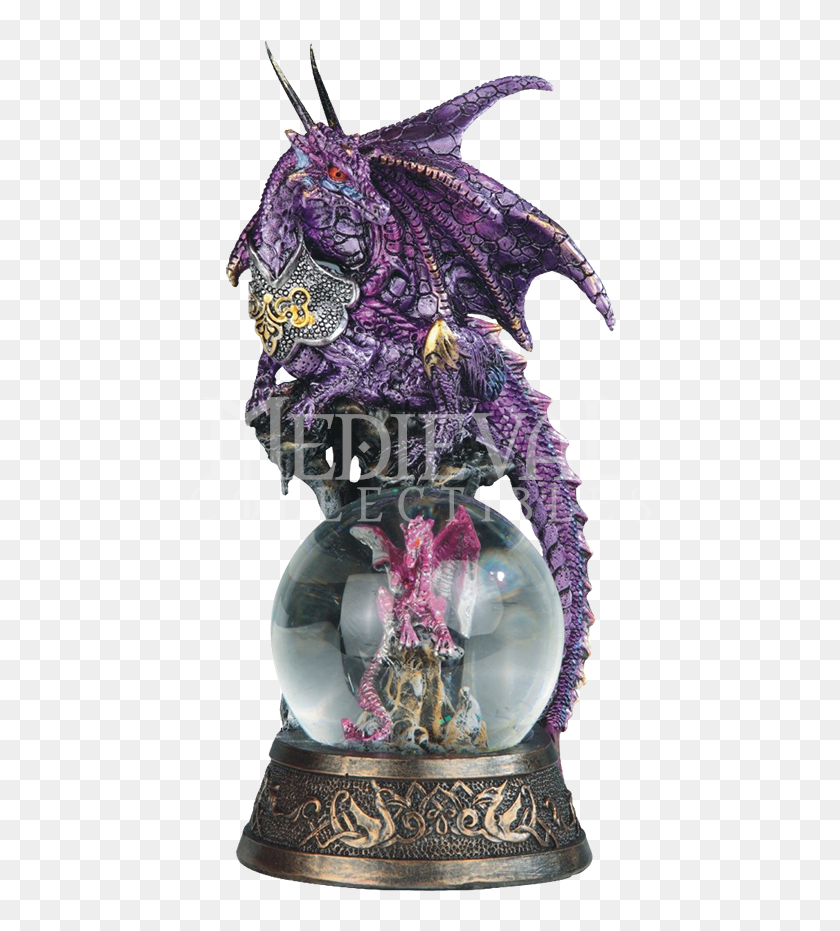 Purple Dragon With Dragon Snow Globe - Dragon Snowglobe, HD Png ...