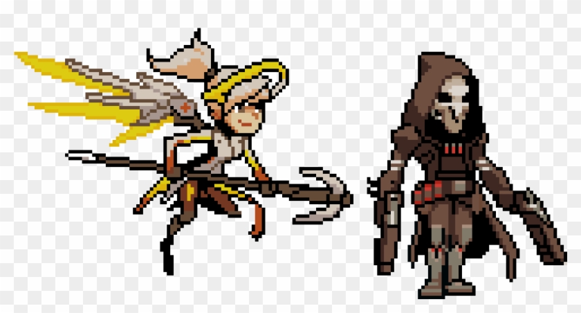 Mercy And Reaper - Overwatch Pixel Art Grid, HD Png Download - 1640x820 ...