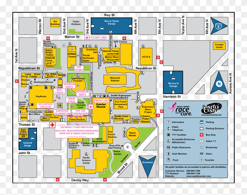 2011 Seattle Center Map - Susan G. Komen For The Cure, HD Png Download ...