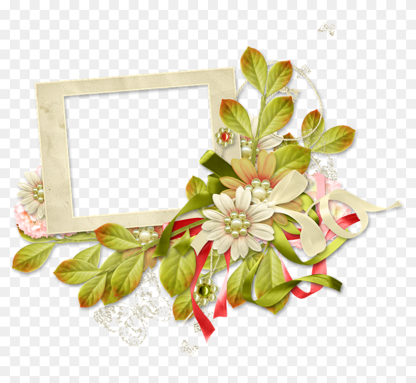 Frame Photo Frame Spring Summer Flowers Greens - Picture Frame, HD Png ...