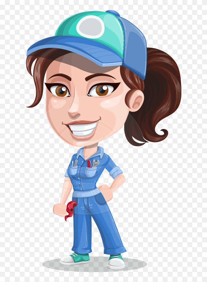 Handy Mechanic Woman Cartoon Vector Character Aka Nicole - Carlita ...