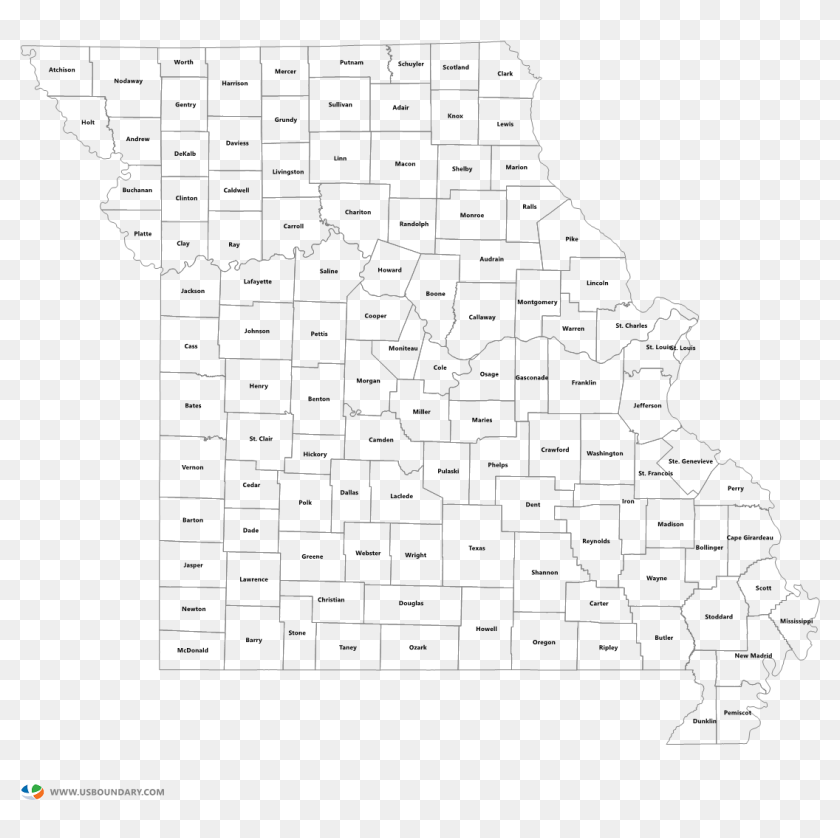 Missouri Counties Outline Map - Line Art, HD Png Download - 1584x1123