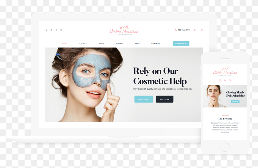 Vickie Morrison Cosmetology Clinic Wordpress Theme - Website, HD Png ...