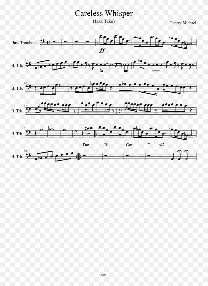 Careless Whisper Trombone - Helwa Ya Baladi Notes, HD Png Download ...