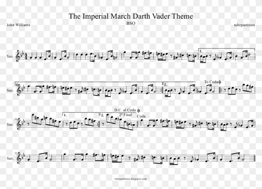 The Imperial March Darth Vader Theme Saxofón 1 Star Wars Notes