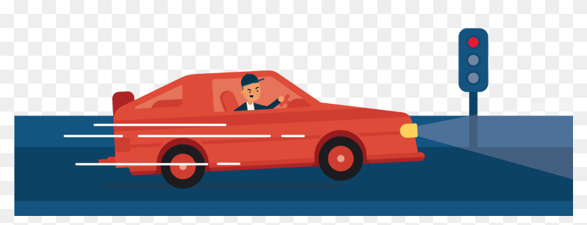 Young Driver Speeding Through A Red Light - Illustration, HD Png ...