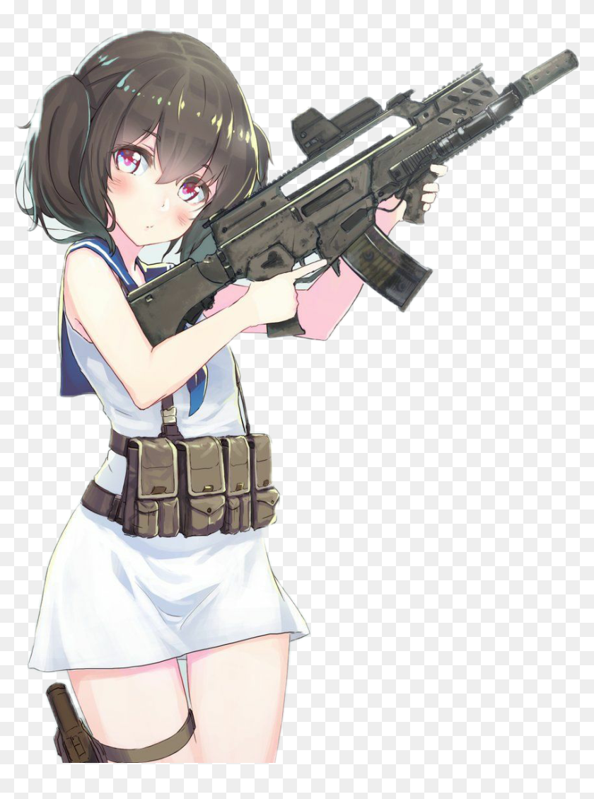 Animegirl Anime Gun Cutegirl Anime Girl With Gun Png Transparent Png 867x1125 Pinpng