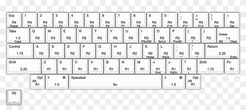 Hhkb - Keyboard Layout - Computer Keyboard, Hd Png Download - 1000x417 