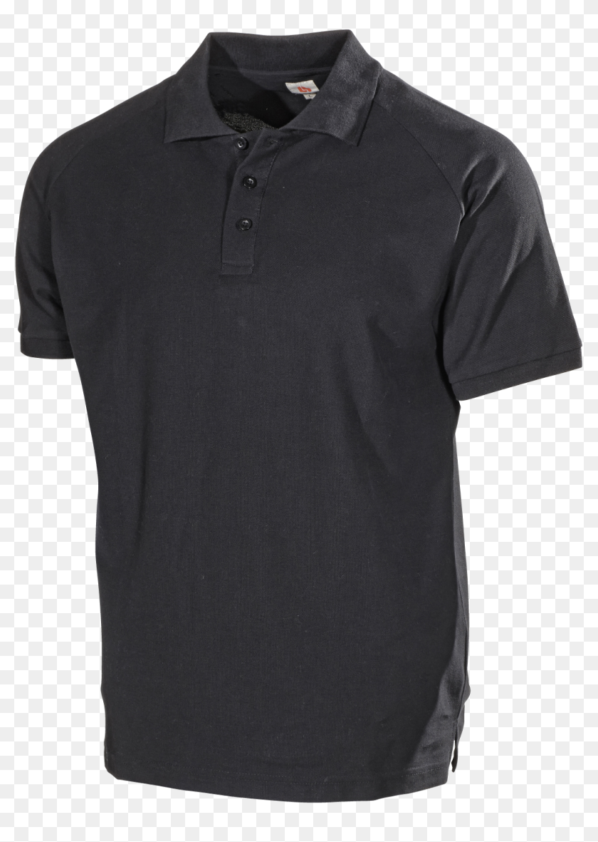 Pique Shirt L - Black Polo T Shirt With Shoulder Pipe, HD Png Download ...