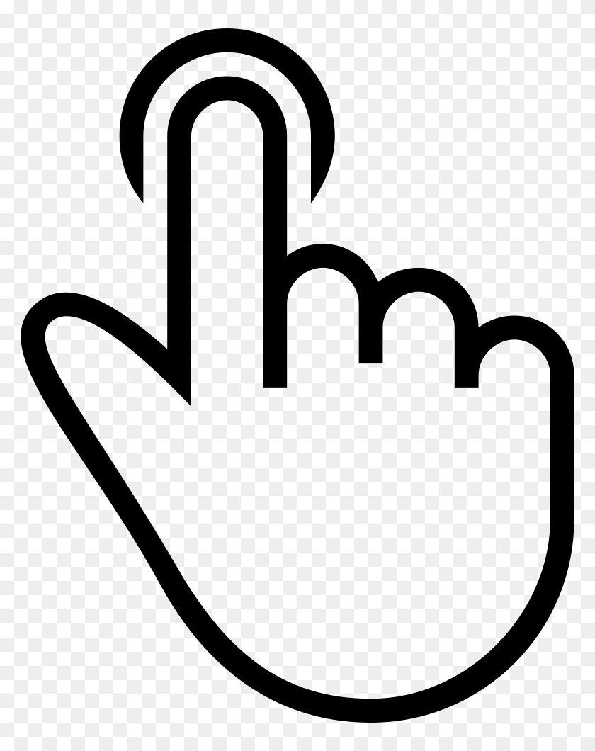 One Finger Tap Outlined Symbol Of A Hand Comments - Cursor Png ...