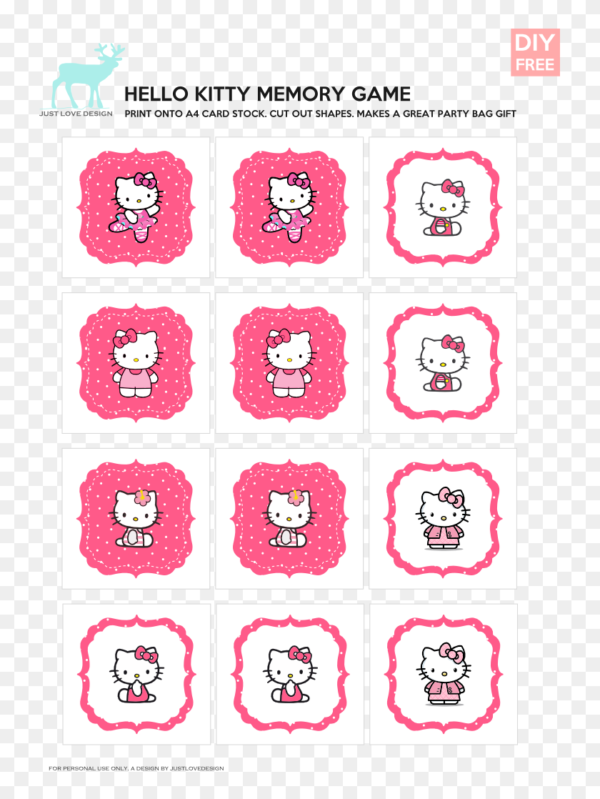 hello kitty memory game more fun printable party stuff 96 well screening hd png download 729x1038 4679403 pinpng