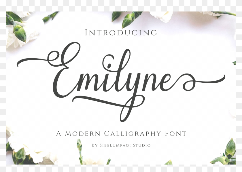 The Emilyne Is A Sweet Hand-lettered Calligraphy Font - Font, HD Png ...