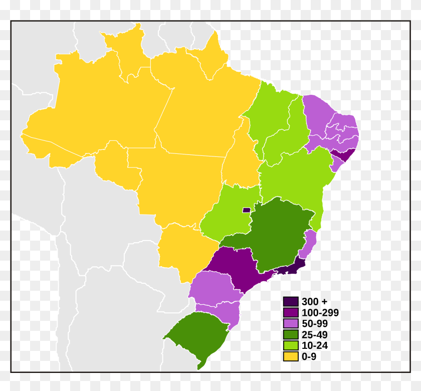 Brazil Population Map - Jakarta Population Density Map, HD Png Download