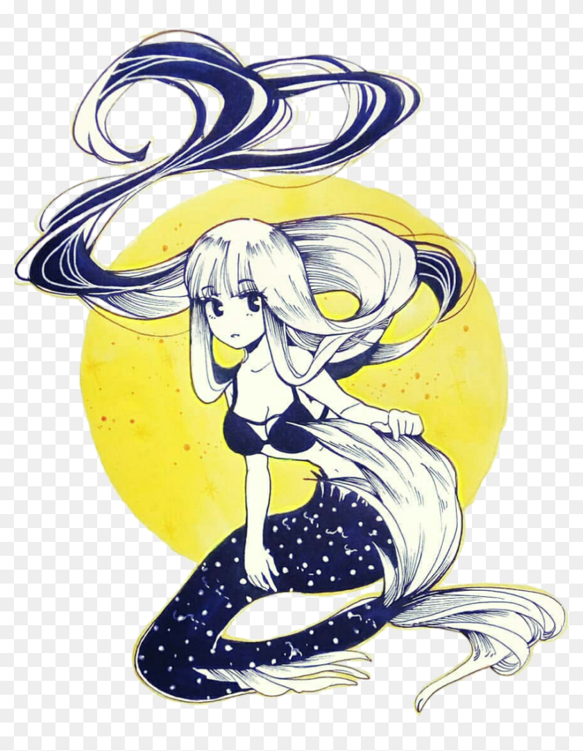 sea girl anime mermaid (created with gimp), sea , girl , woman , anime ,  animated , gif , mermaid , blue - Free animated GIF - PicMix