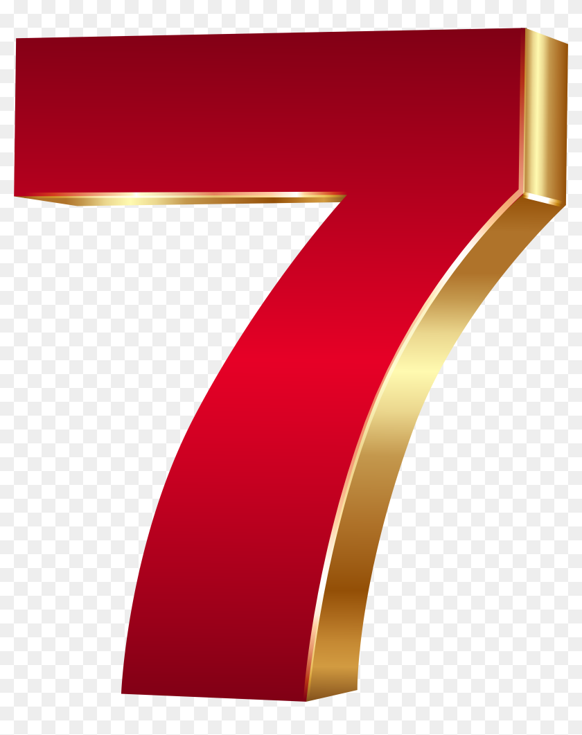 3d Number Seven Red Gold Png Clip Art Image, Transparent Png ...