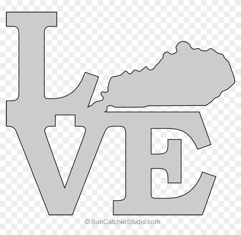 Kentucky Love Map Outline Scroll Saw Pattern Shape - Cannon, HD Png ...